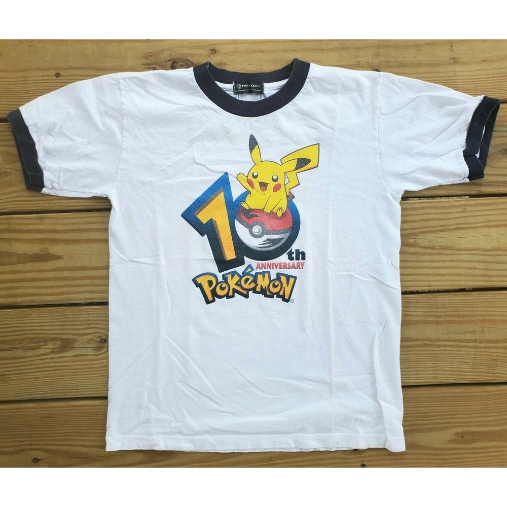 Pokemon Center 10th Anniversary Pikachu Shirt Youth Large Ringer Tee‎ Nintendo